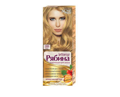 Краска для волос Рябина Intense 1002 Теплый блонд