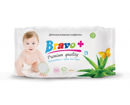 Влажные салфетки детские BRAVO, 72шт.