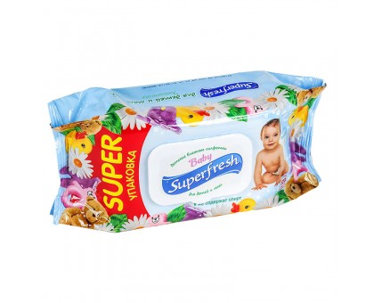 Влажные салфетки Super Fresh детские, 120шт. с клапаном